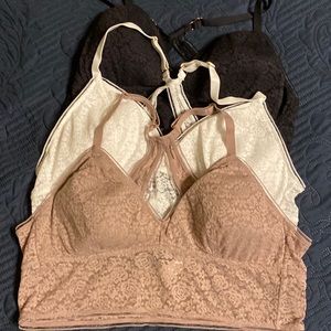 Three (3) Maidenform Lacy Racerback Bras